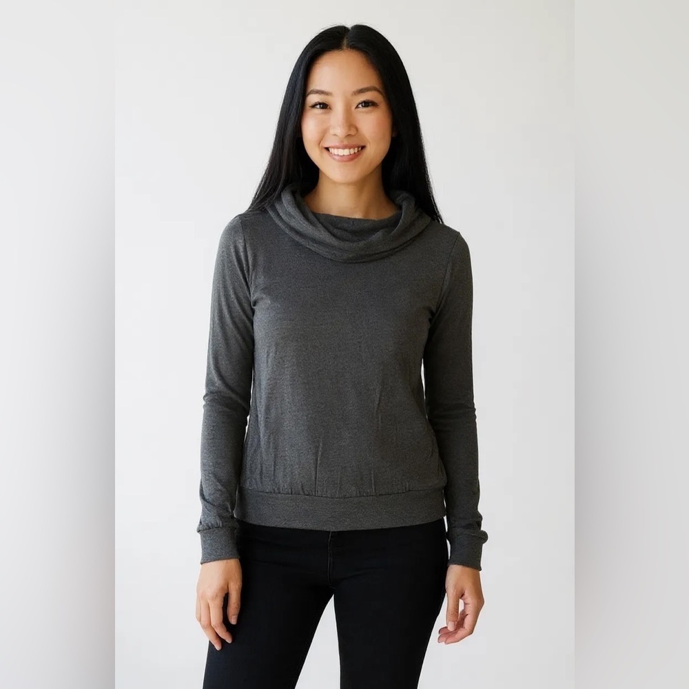 SPLENDID Medium Gray Knit Cowl Neck Tunic Top R $80